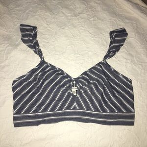 American eagle navy and white crop top